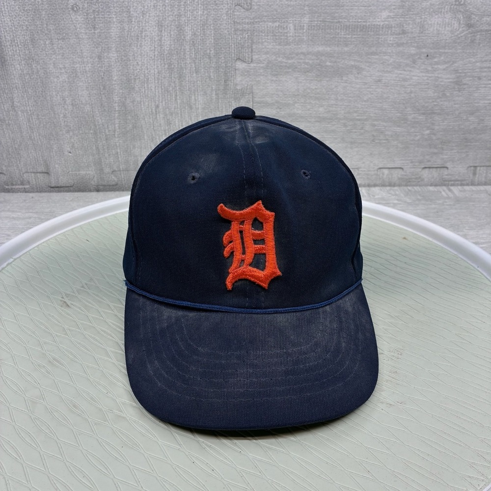 Vintage Detroit Tigers Hat Cap Snapback Navy Blue Logo MLB Baseball 80s